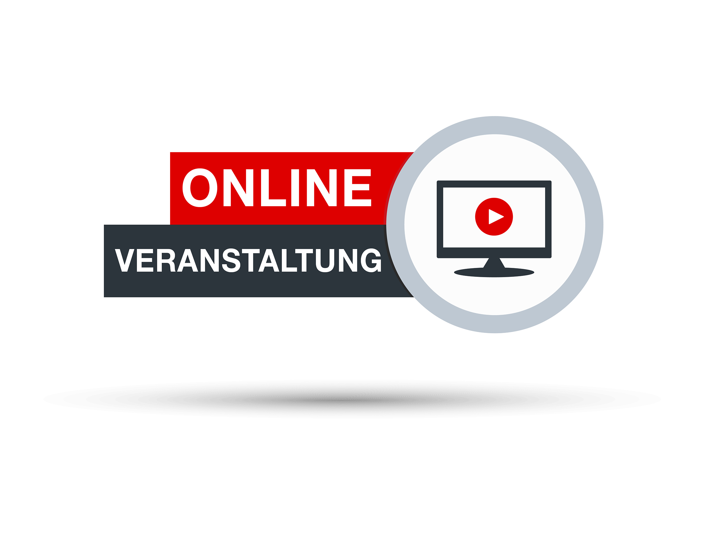 Symbol mit Mikrofon und mit Schriftzug "Live-Webinar" 
