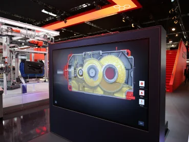 Bildschirm DriveRadar® mit Blick in ein Industriegetriebe der Generation X.e