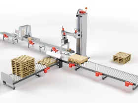Horizontal and vertical application with red drive units and SEW packages